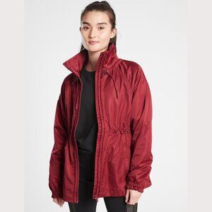 Athleta Escape Jacket in Canyon Red Rain Coat Windbreaker Running Jacket Size XS
